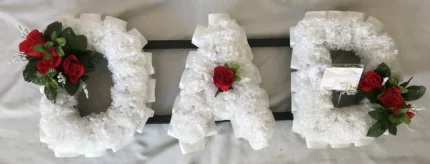 Personalized DAD Artificial Silk Funeral Flowers Tribute – Custom 3-Letter Wreath, Memorial for MUM, NAN & Loved Ones