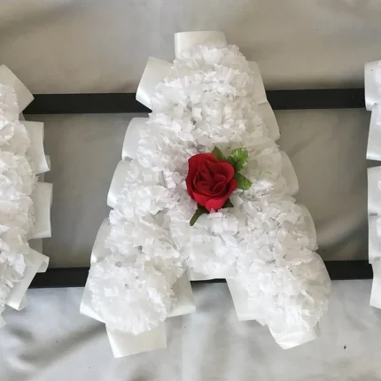 Personalized DAD Artificial Silk Funeral Flowers Tribute – Custom 3-Letter Wreath, Memorial for MUM, NAN & Loved Ones