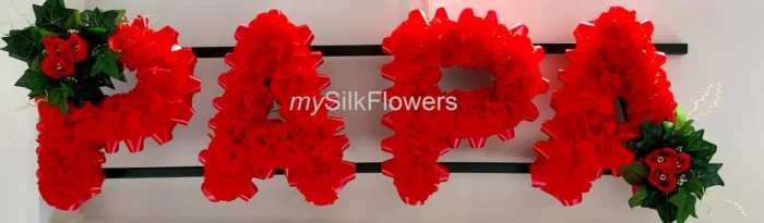 PAPA Artificial Silk Funeral Flowers Any 4 Letter Name Tribute Wreath SON BRO