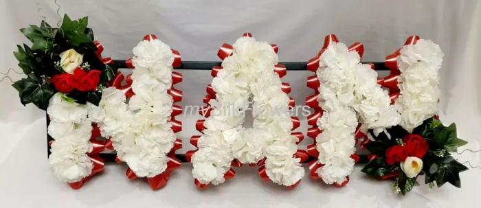 NAN Artificial Silk Funeral Flowers Any 3 Letter Name Tribute Wreath MUM NANNA
