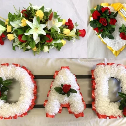 Elegant Artificial Silk Funeral Flower Package - Spray, Heart, 'Dad' Tribute, and Memorial Bouquets