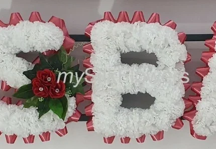 HUSBAND Artificial Silk Funeral Flowers – Personalized 7-Letter Name Tribute Wreath (DAD Option)