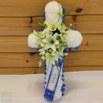 Cross Funeral Flowers – Artificial Silk Tribute Wreath for Memorial