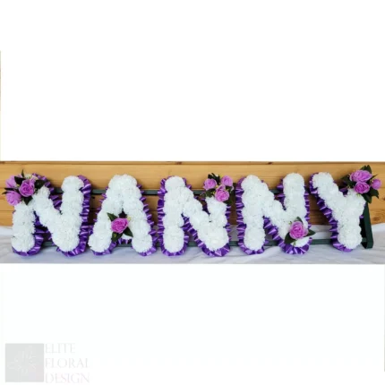 NANNY Artificial Silk Funeral Flowers – Custom 5-Letter Name Memorial Tribute Wreath