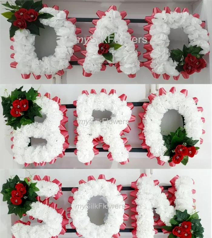 DAD SON BRO Artificial Silk Funeral Flower Tribute Package Name Wreath GRANDAD