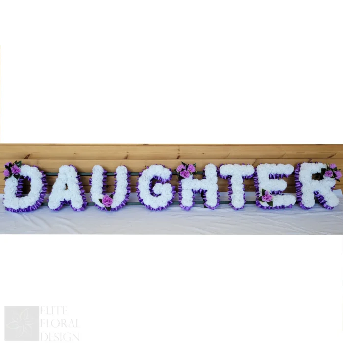 Artificial Daughter Funeral Tribute Wreath - Custom Silk Grave Memorial Letters (8-Character Name Option)