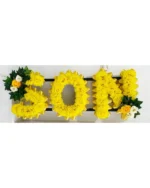 Artificial Silk Funeral Tribute – Custom 3-Letter Flower Wreath for SON, DAD, MUM, NAN & More