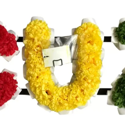Custom 3-Letter Funeral Flower Name Wreath – Artificial Silk Memorial Tribute for SON, CUZ & More