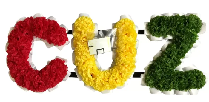 Custom 3-Letter Funeral Flower Name Wreath – Artificial Silk Memorial Tribute for SON, CUZ & More