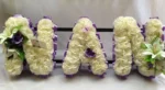 Custom BRO Artificial Silk Funeral Flower Tribute – Personalized 3-Letter Name Wreath with Sash for Memorials