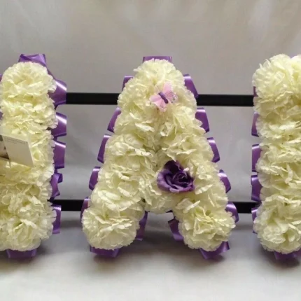 Custom BRO Artificial Silk Funeral Flower Tribute – Personalized 3-Letter Name Wreath with Sash for Memorials