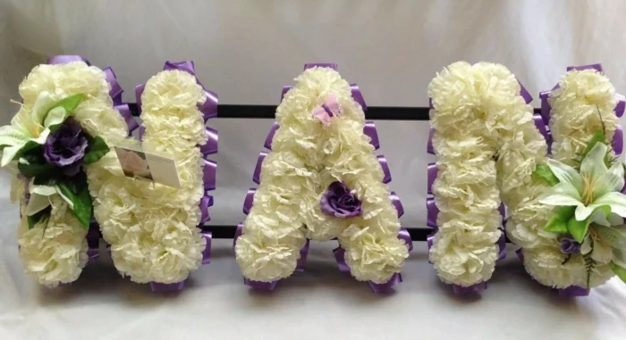 Custom BRO Artificial Silk Funeral Flower Tribute – Personalized 3-Letter Name Wreath with Sash for Memorials