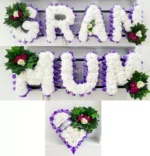 Custom MUM Artificial Silk Funeral Flower Package – Personalized Name Tribute Wreath for NAN, GRANDMA & Loved Ones