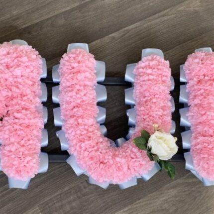 Customisable Artificial Funeral Flowers Package – 3-Letter Tribute & “I Love You” Tribute – Choose Your Colours & Design