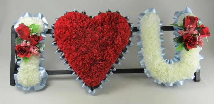 I Heart U Artificial Funeral Flower Tribute – Silk Wreath Memorial for MUM, NAN, and Loved Ones