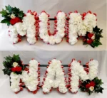 Personalized MUM NAN Artificial Silk Funeral Tribute – Custom 3-Letter Name Flower Wreath & Heart Memorial Arrangement