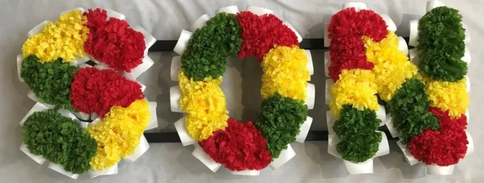 Personalized 3-Letter Funeral Flower Wreath – Custom Artificial Silk Memorial Tribute for SON, CUZ & More