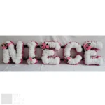 NIECE Funeral Flowers Artificial Tribute Wreath Silk Memorial Any 5 Letters