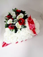 Artificial Funeral Heart Wreath Tribute – Memorial Flowers for Grave, Dad, Mum, Nan, Son, Brother, Aunt